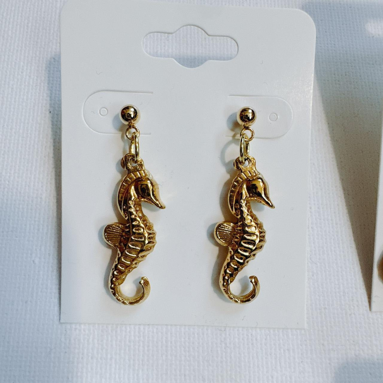 gold seahorse earrings