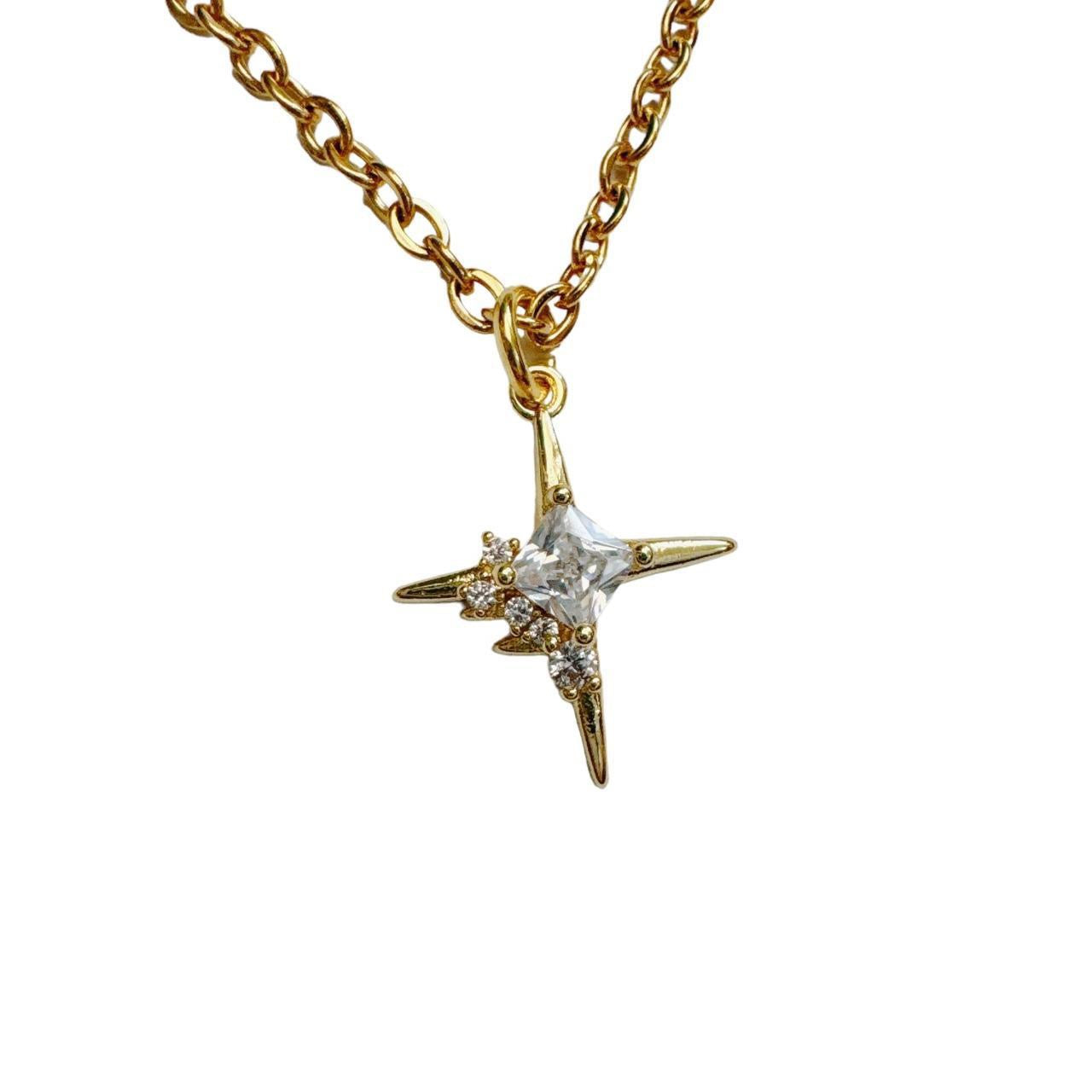 Gold Rhinestone Sparkle Star Necklace