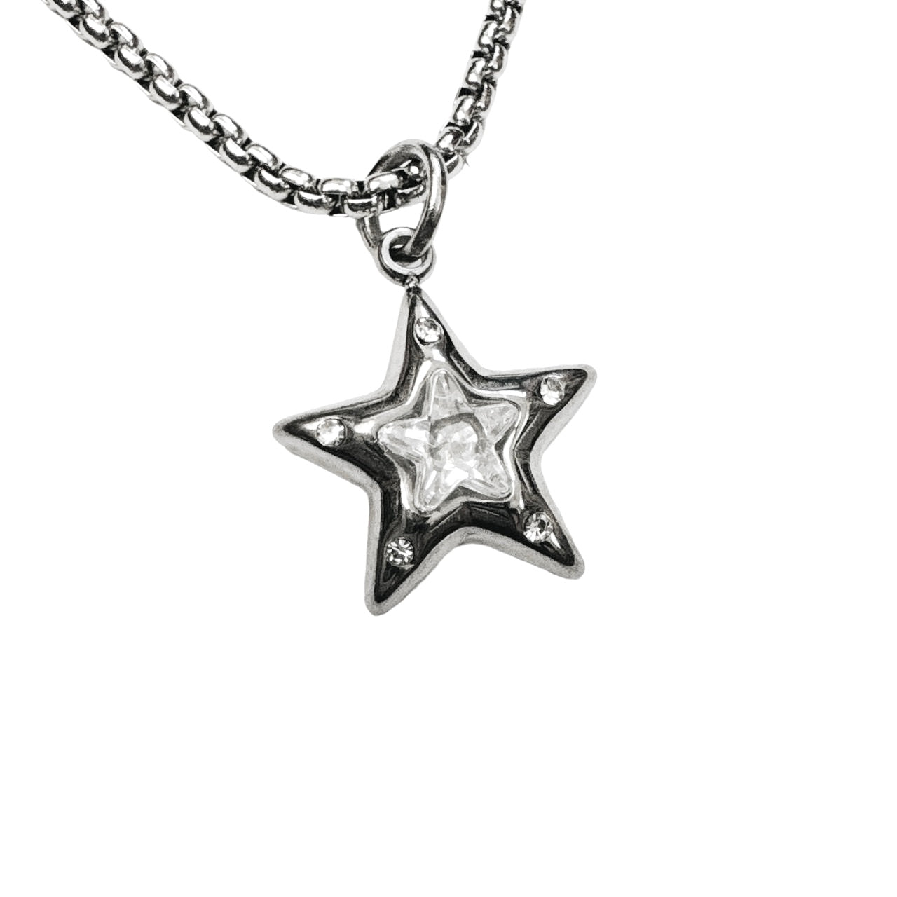 silver rhinestone star necklace