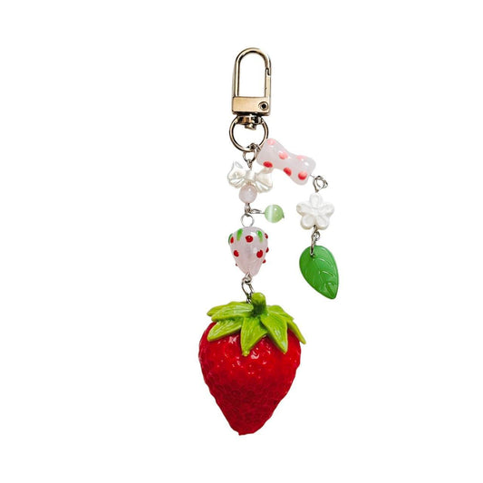 strawberry keychain - bow