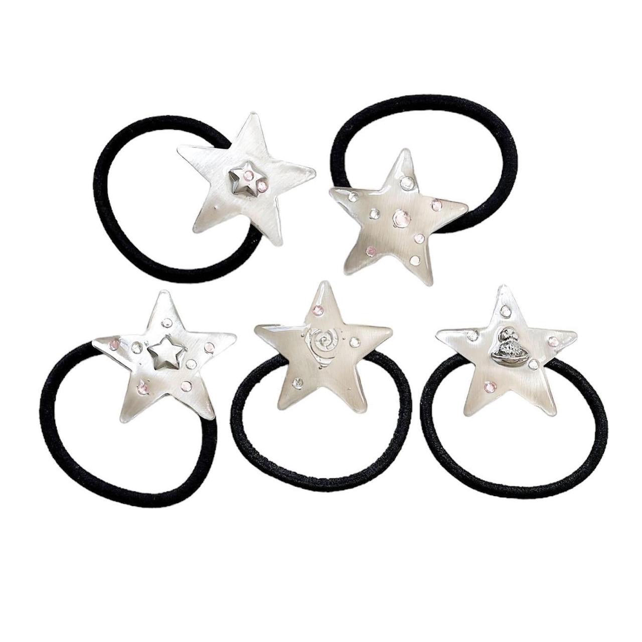 Silver Star Hair Tie - double star