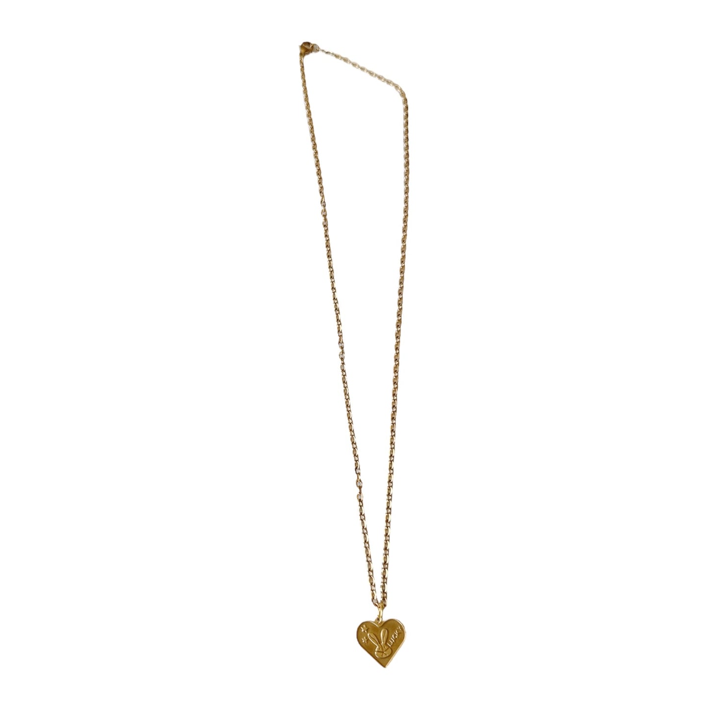 Gold Lucky Bunny Heart Necklace