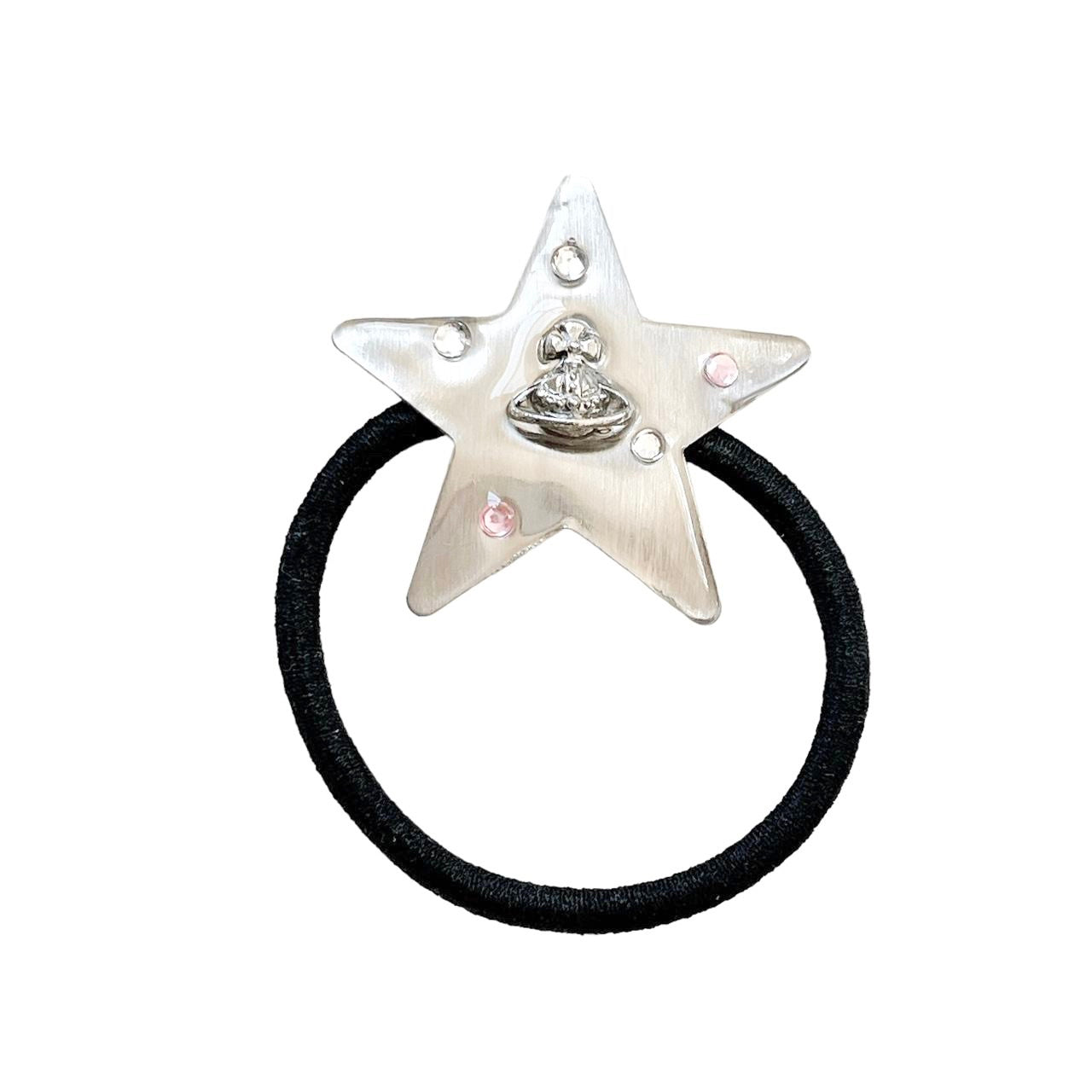 Silver Star Hair Tie - saturn orb