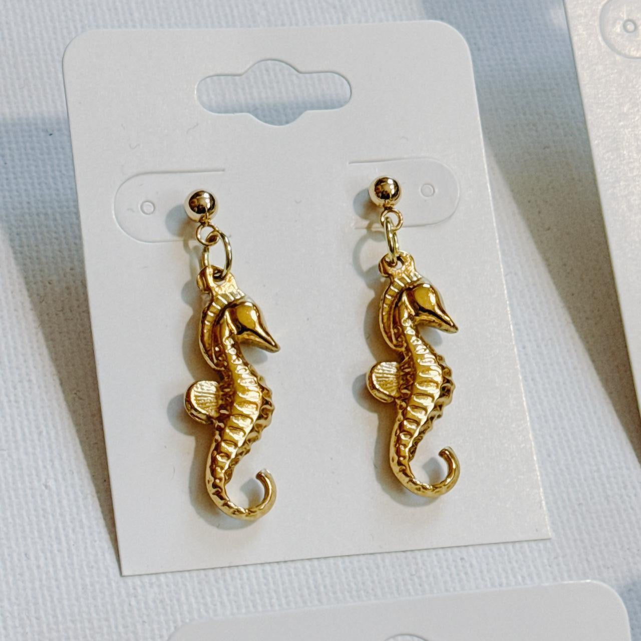 gold seahorse earrings