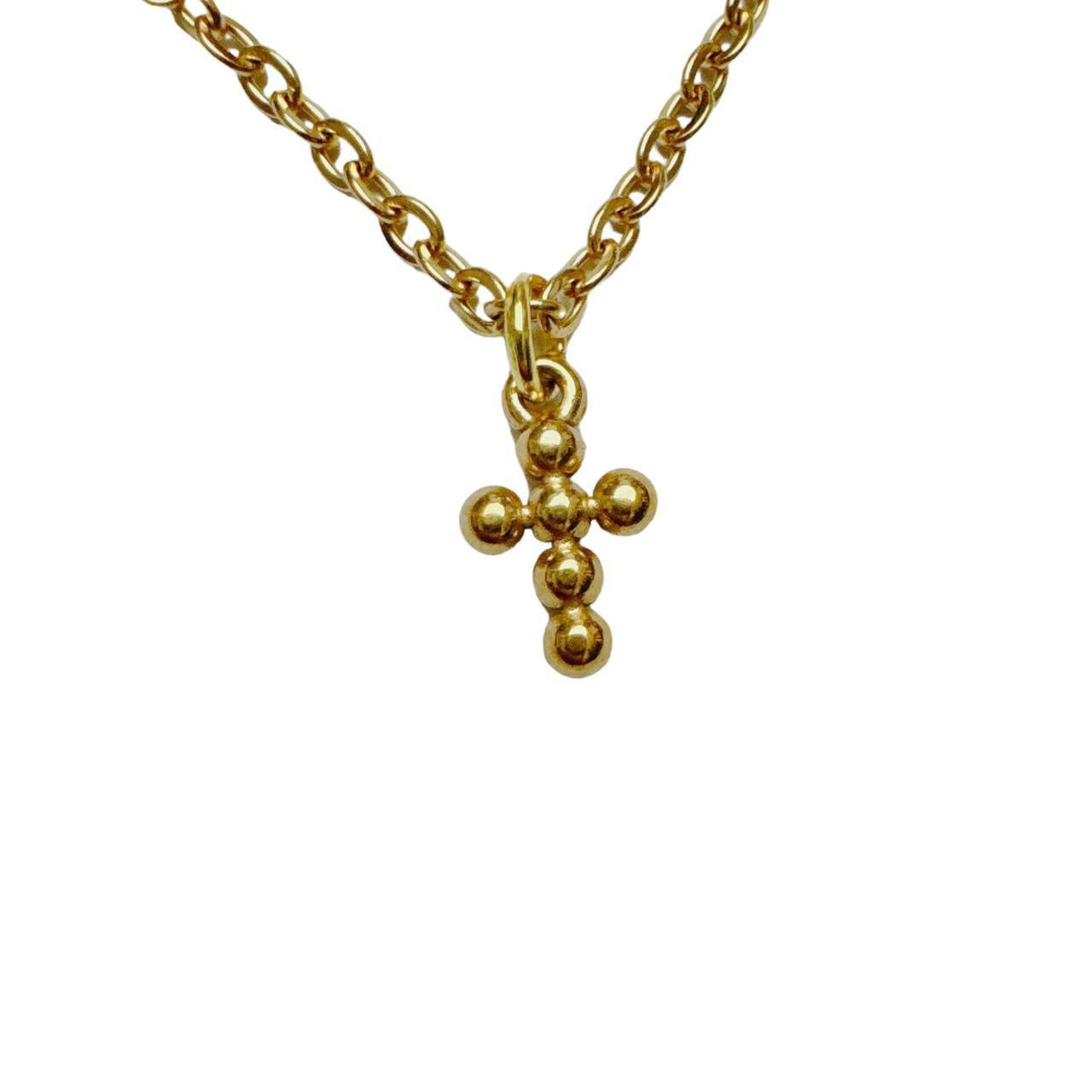 Gold Bubble Cross Necklace