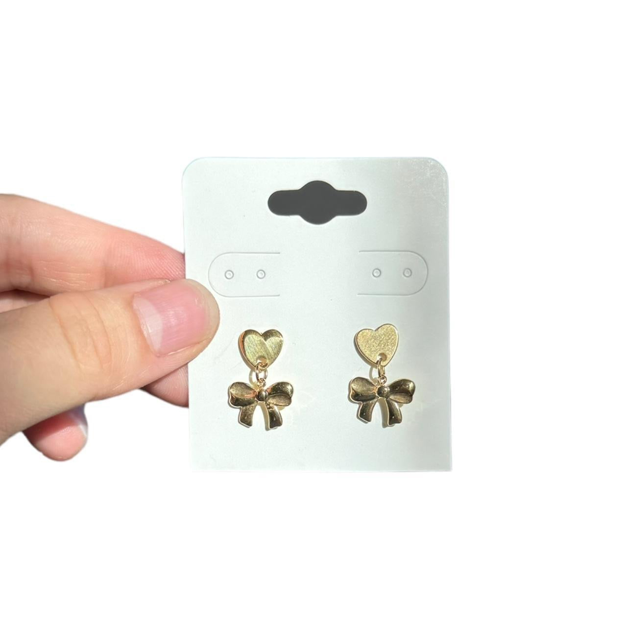 Gold Heart & Bow Earrings