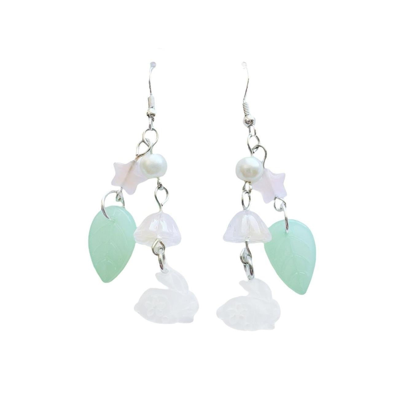 seashell bunny beaded earrings