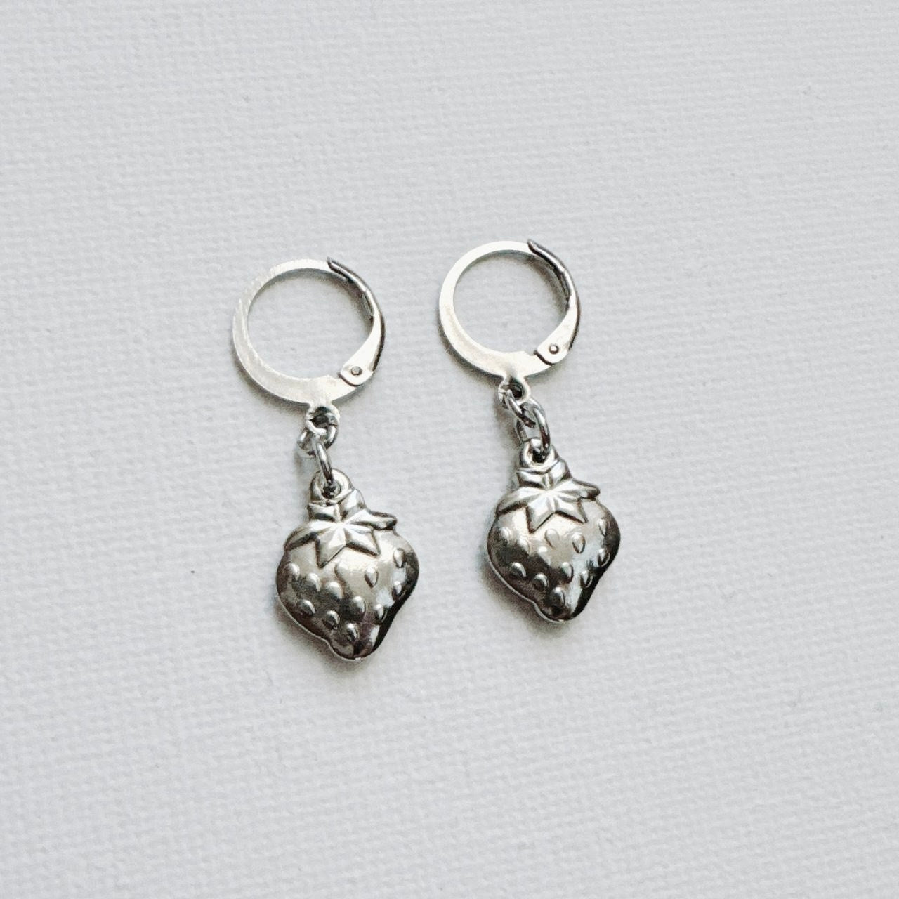 Silver Strawberry Earrings