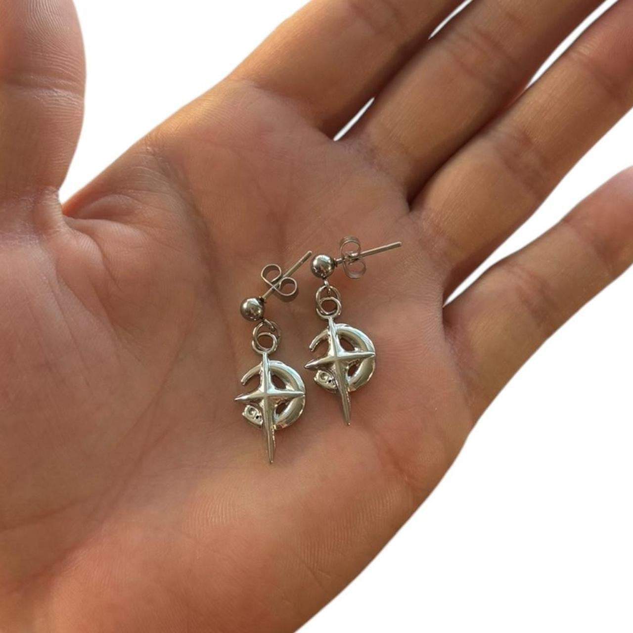 Silver Star Sparkle Moon Earrings