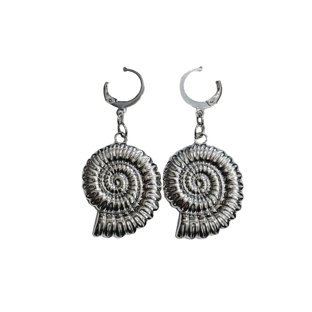 silver ammonite earrings