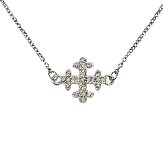 Silver Rhinestone Cross Necklace