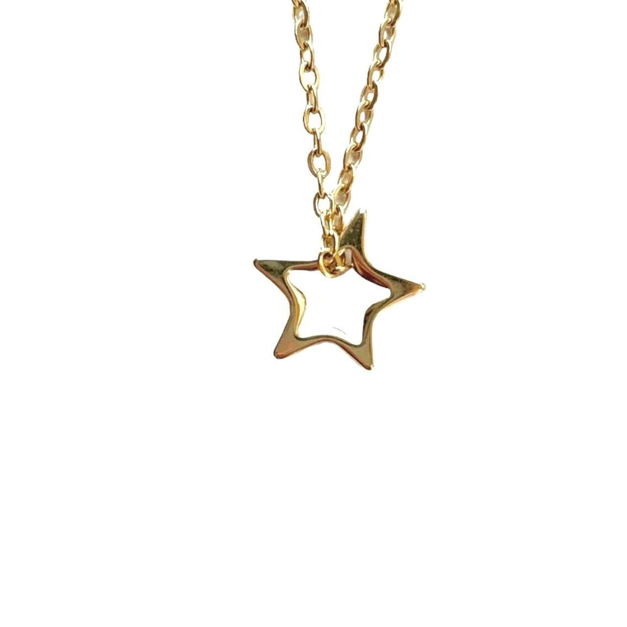 Gold Hollow Asymmetrical Star Necklace