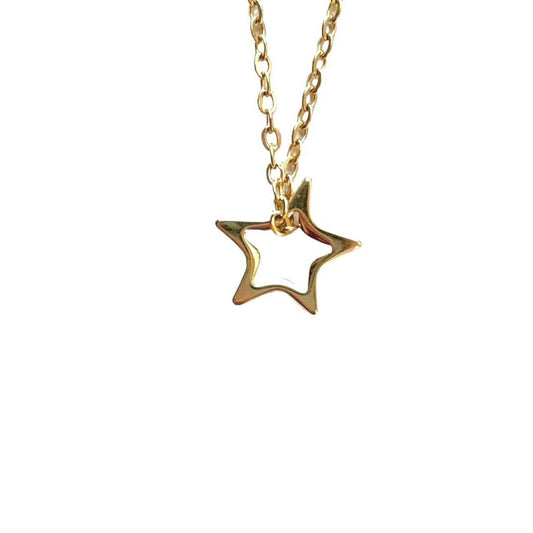 Gold Hollow Asymmetrical Star Necklace