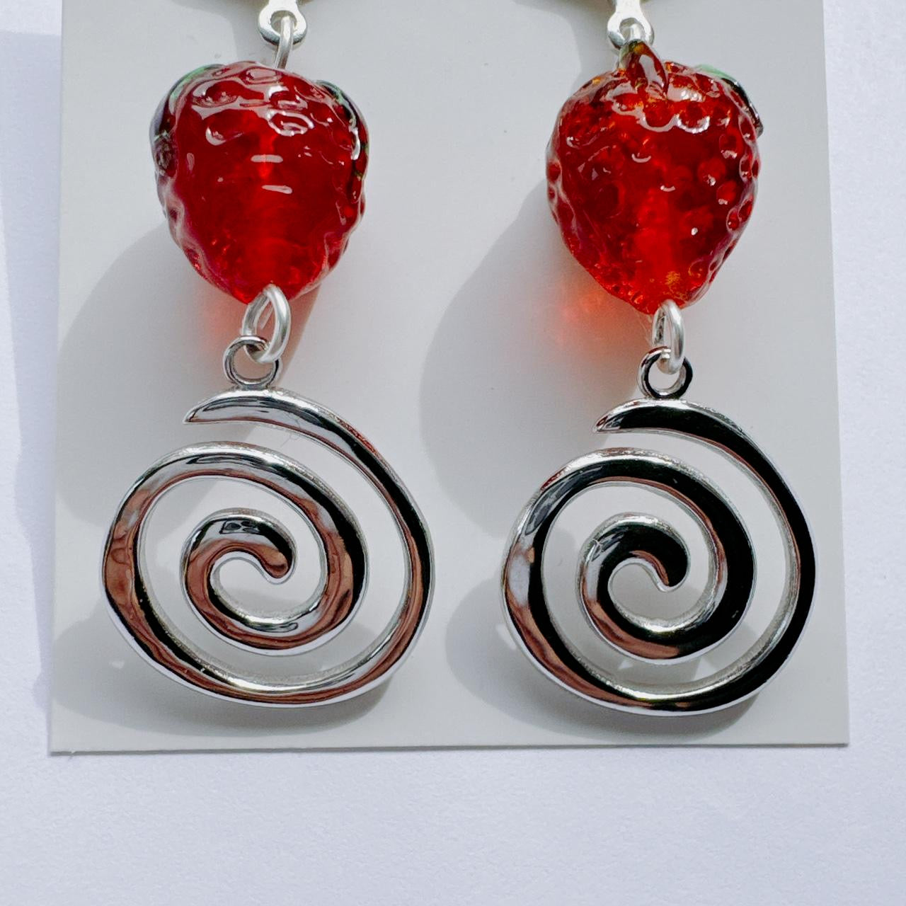 Silver Strawberry Swirl Earrings