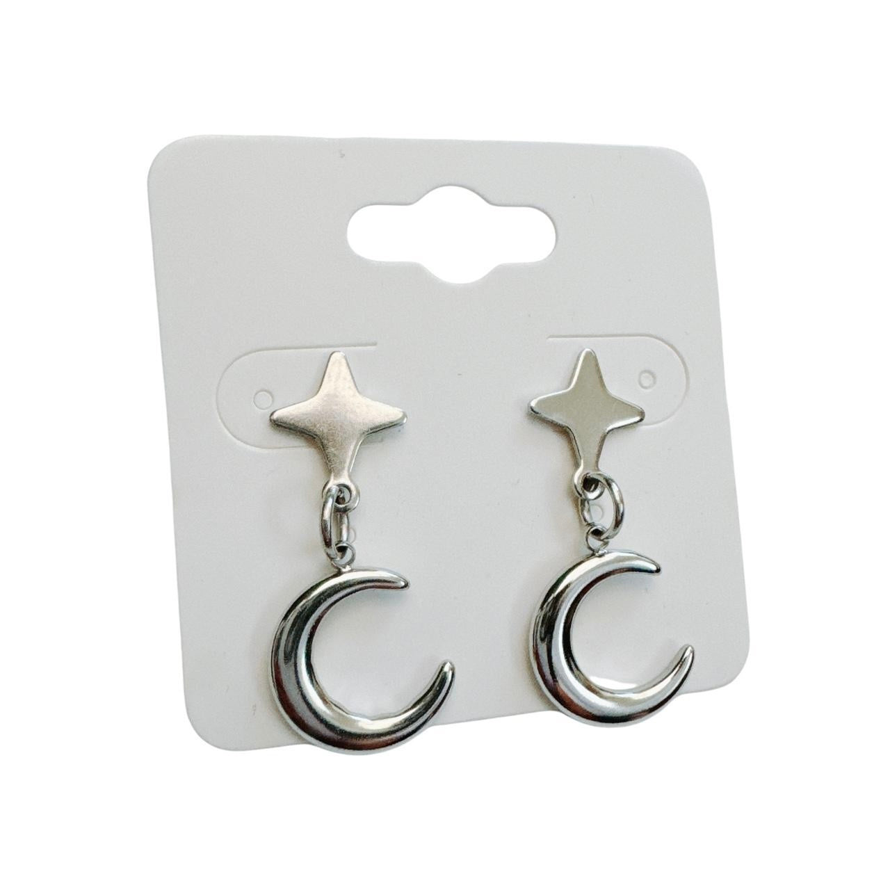 Silver Star & Moon Earrings