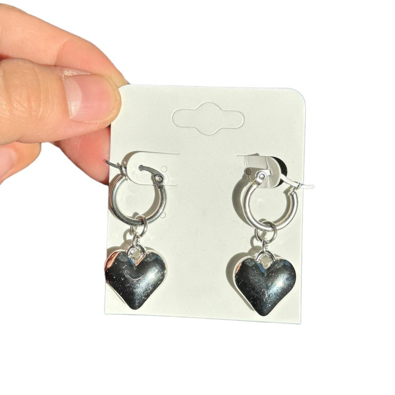 Silver Heart Hoop Earrings