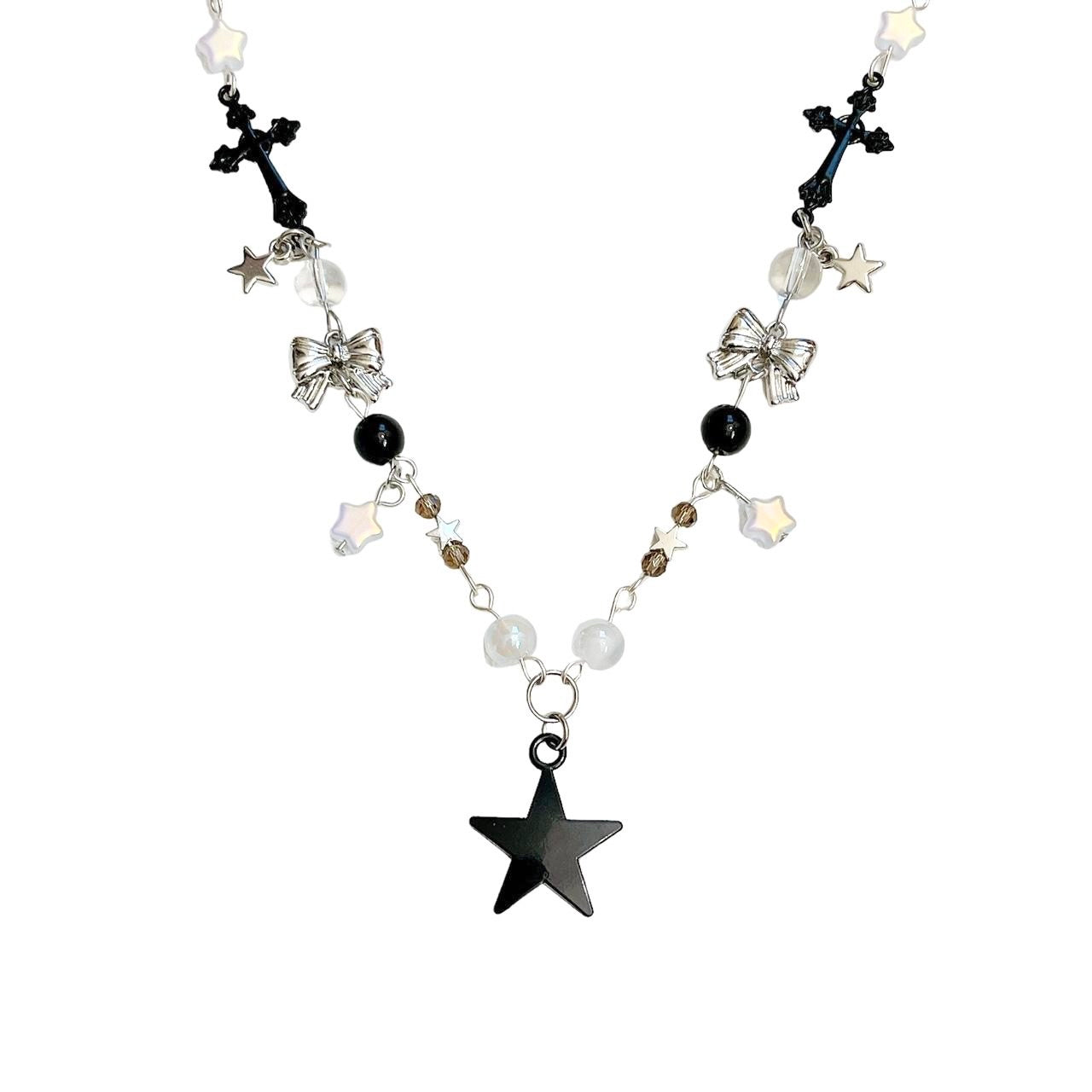 Black Star Beaded Necklace