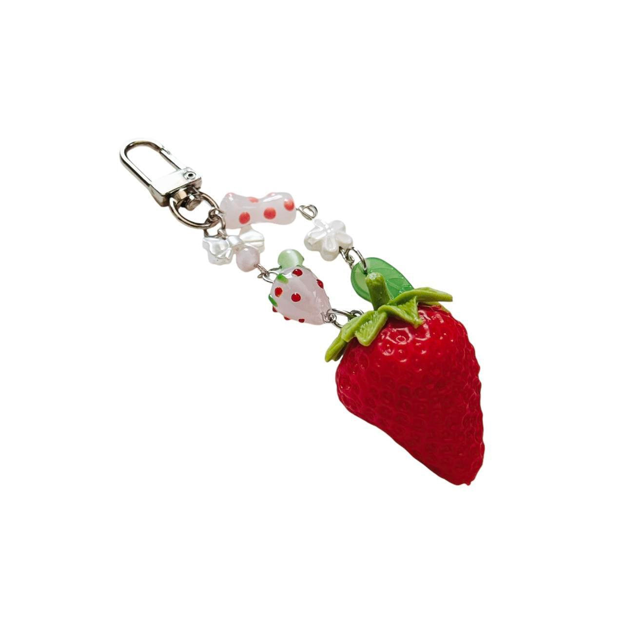 strawberry keychain - bow