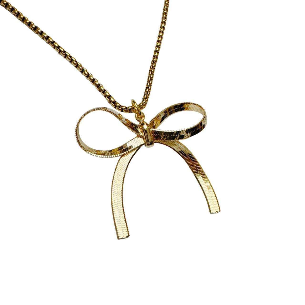 Gold Large Bow Necklace