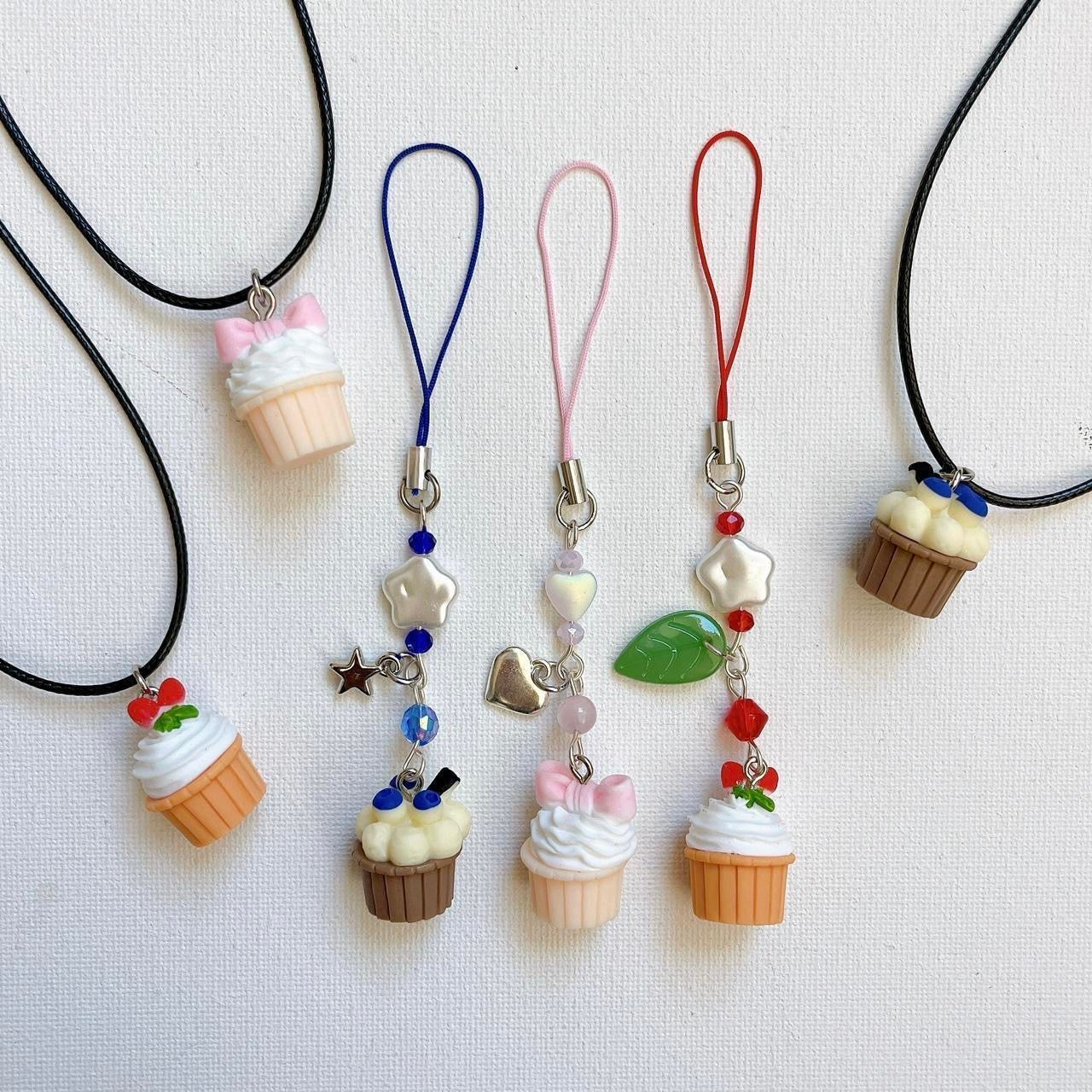 Bow Cupcake Phone Charm