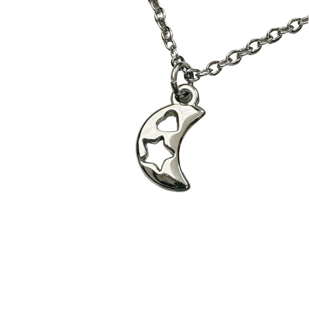 silver moon heart star necklace