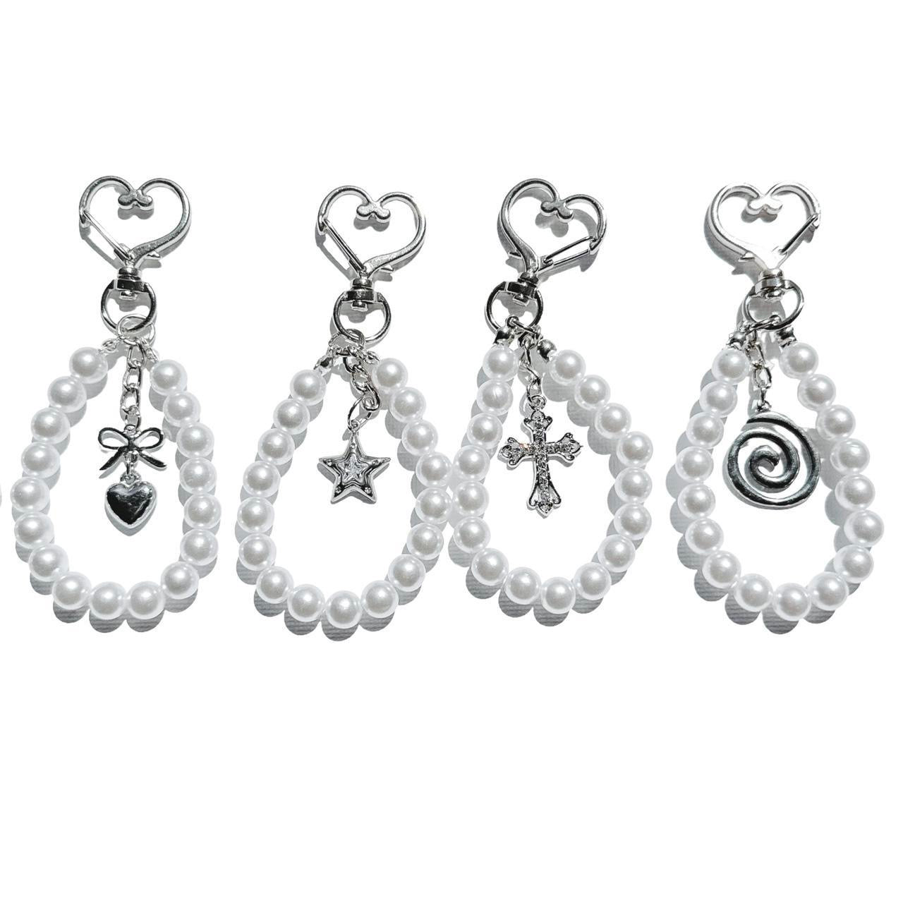 silver spiral beaded keychain