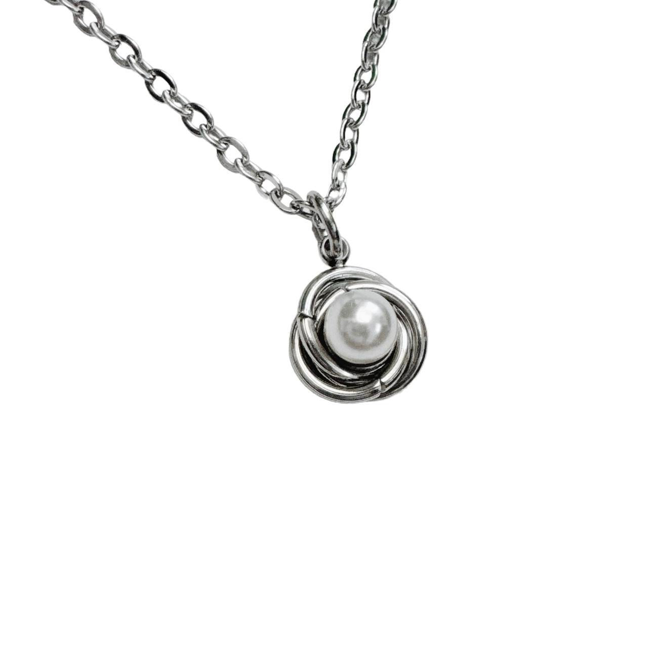 Silver Pearl Vortex Necklace