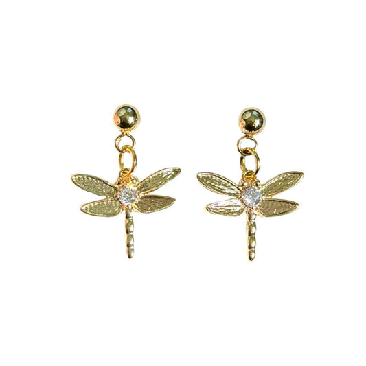 Gold Dragonfly Earrings