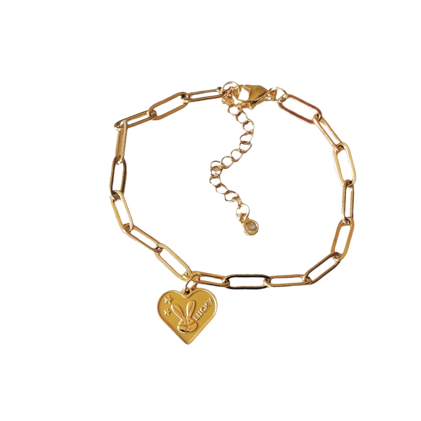 Gold Lucky Bunny Heart Bracelet