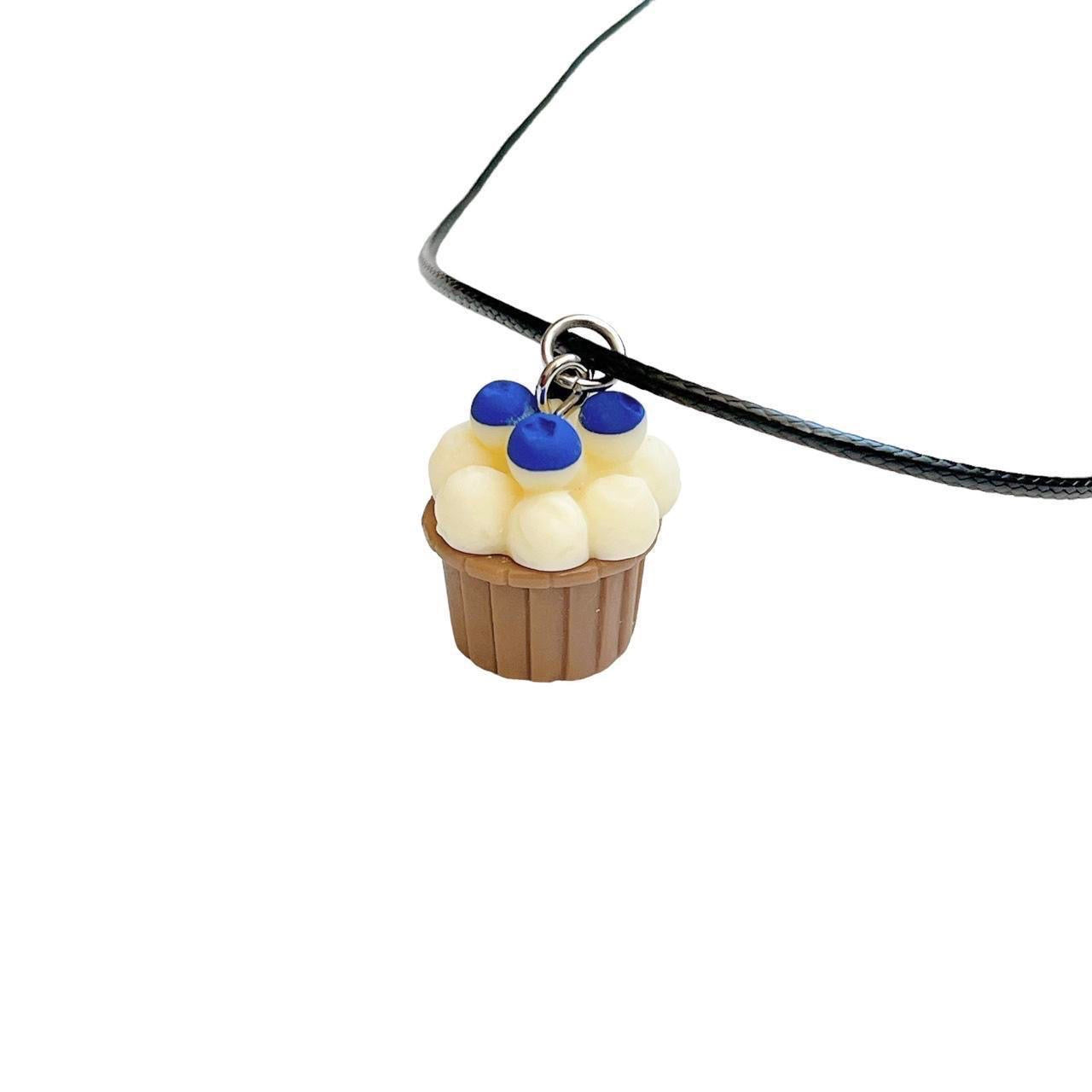 Blueberry Cupcake Cord Necklace