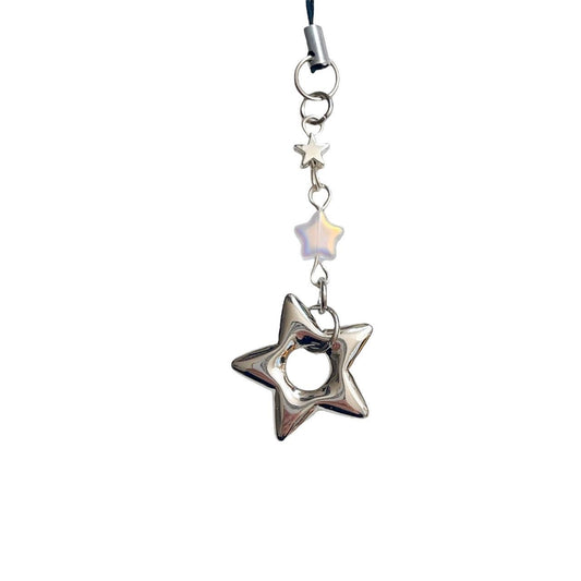 Silver Puffy Star Phone Charm