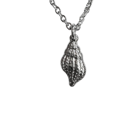 silver sea snail shell necklace