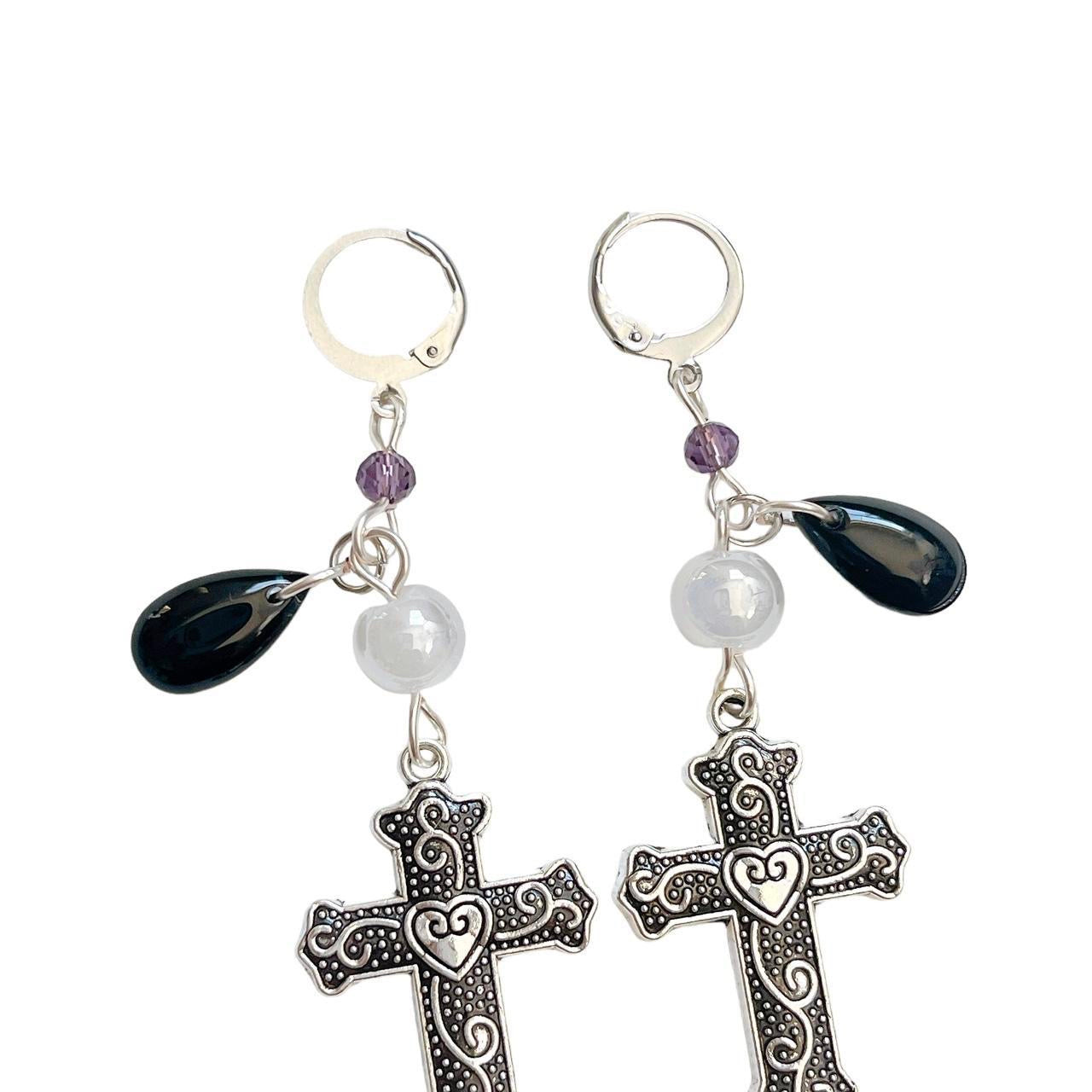 Heart Cross Earrings