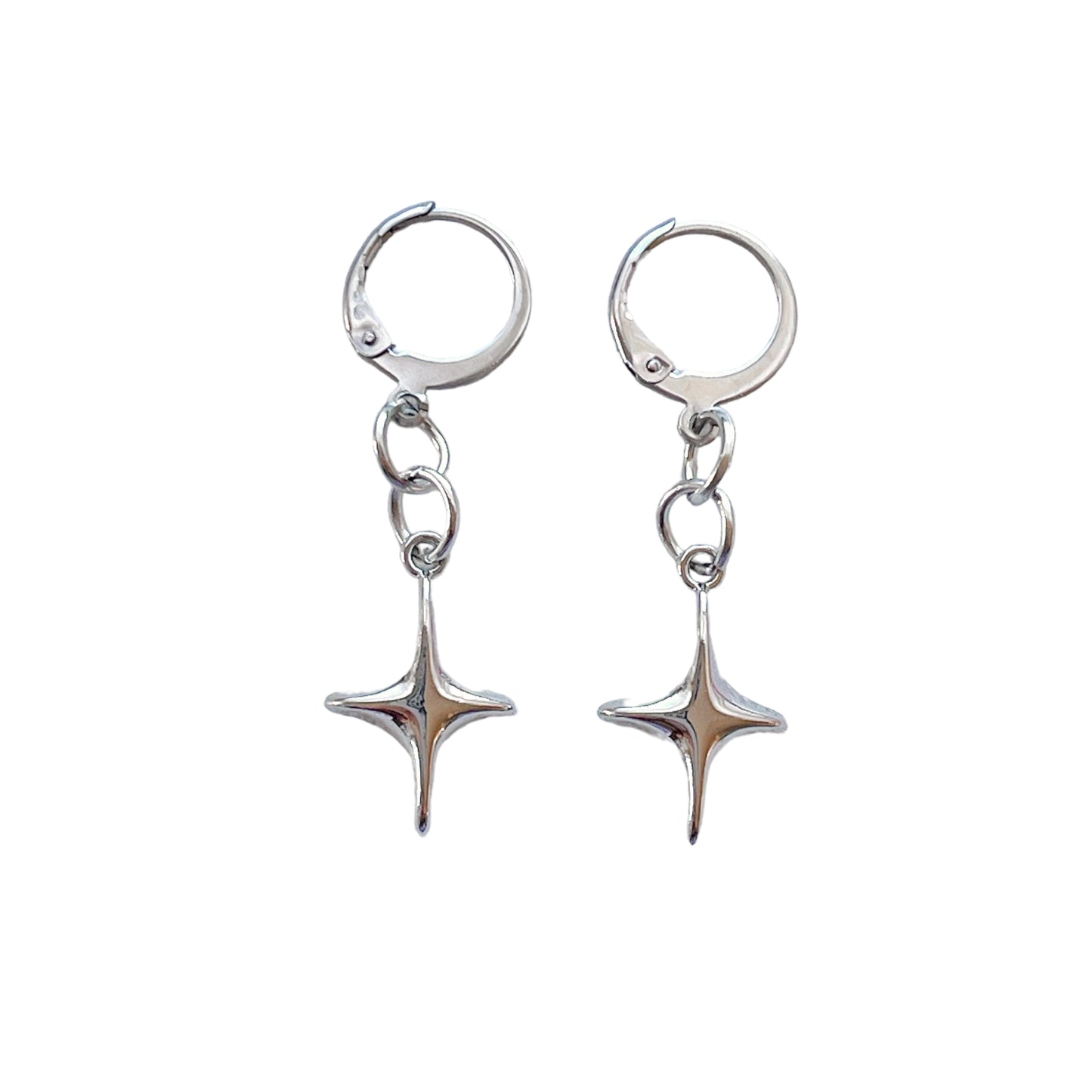 Silver Sparkle Star Huggie Earrings