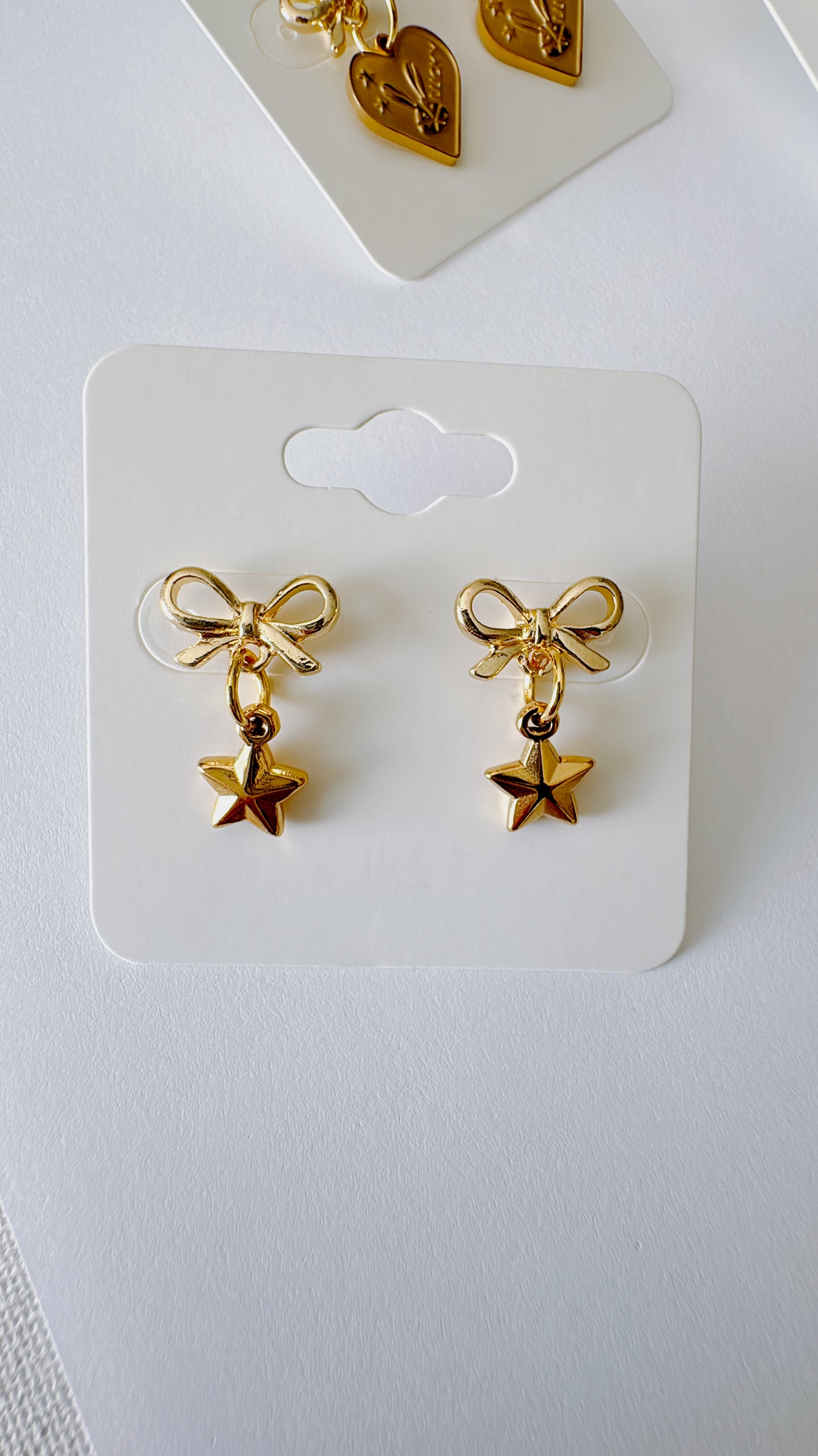 Gold Bow & Star Earrings