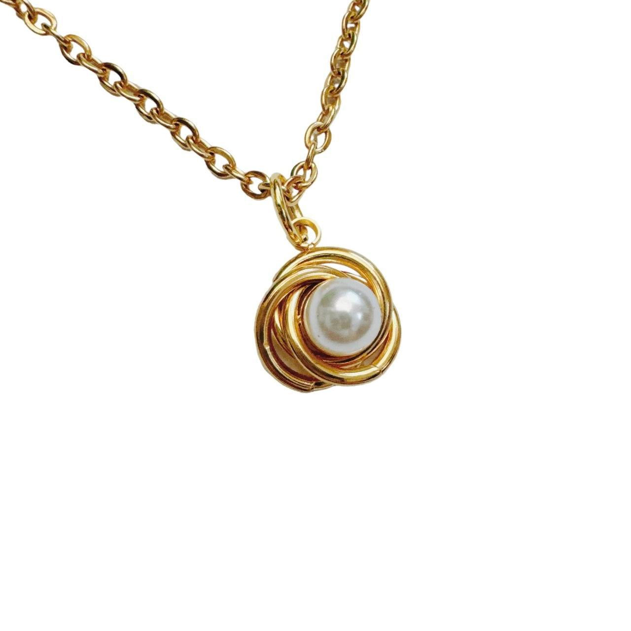 Gold Pearl Vortex Necklace