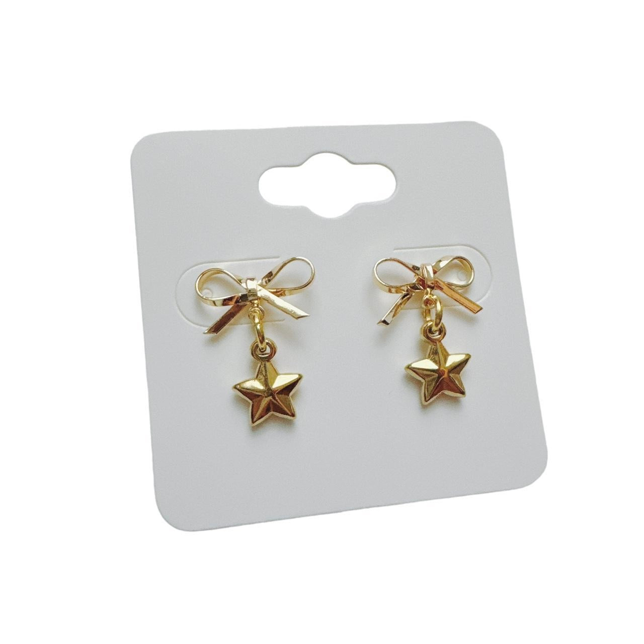 Gold Bow & Star Earrings