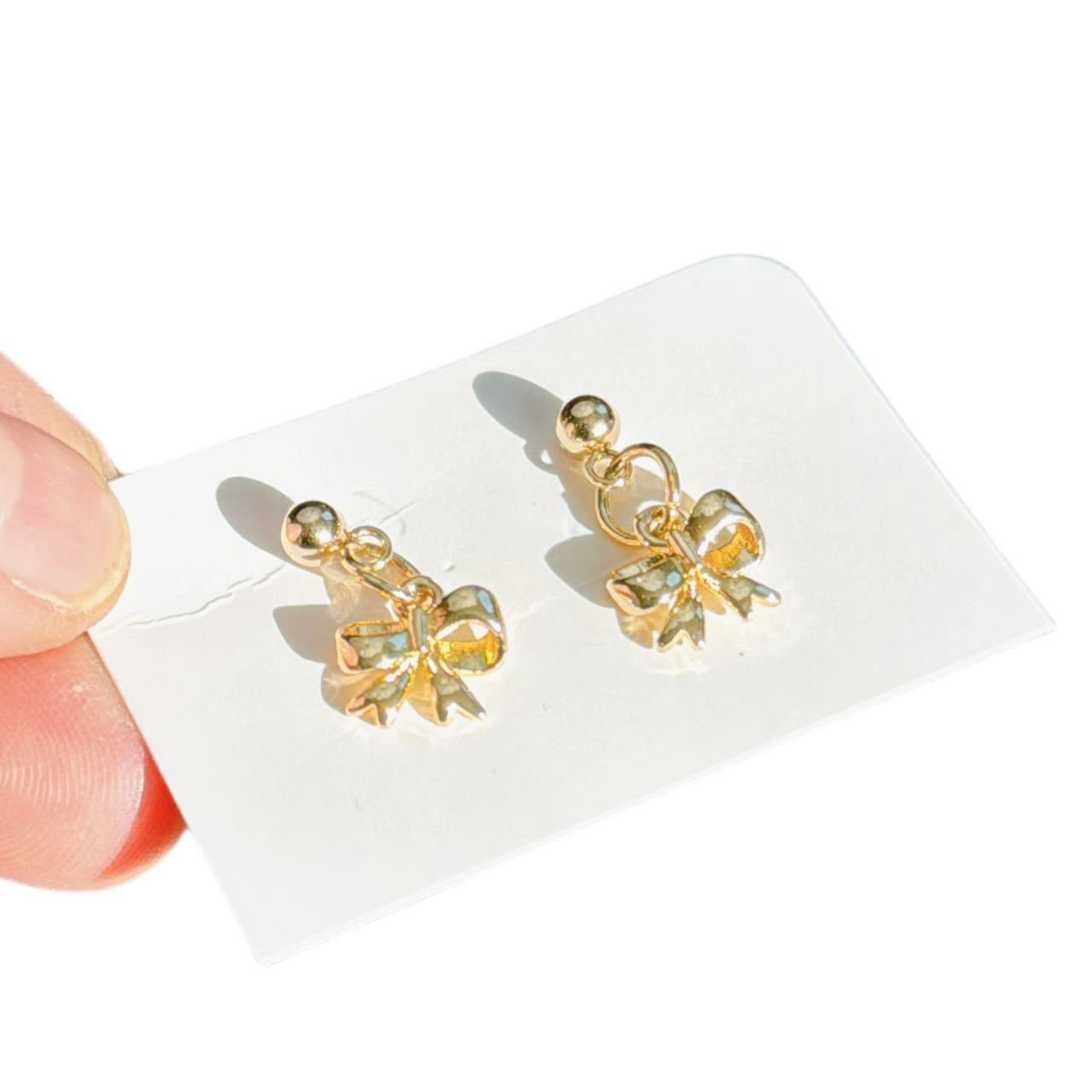 Dainty Gold Bow Earrings