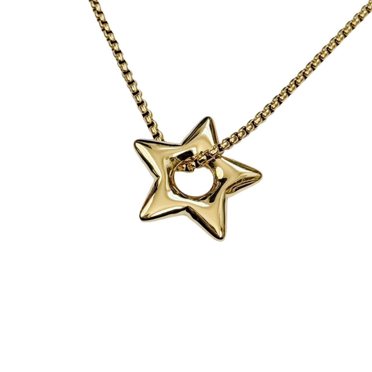 Gold Puffy Star Pendant Necklace