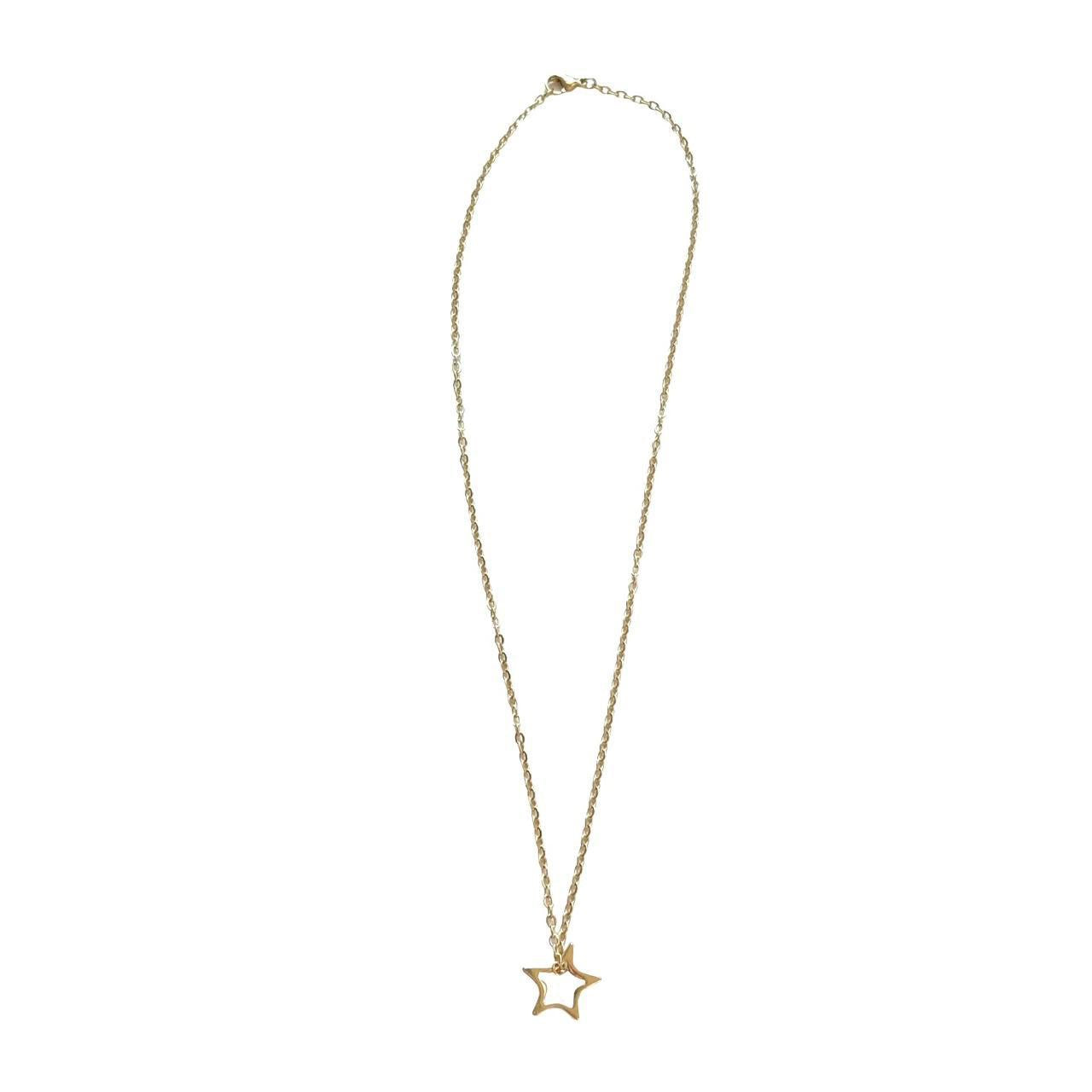 Gold Hollow Asymmetrical Star Necklace