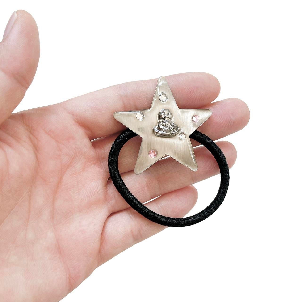 Silver Star Hair Tie - saturn orb