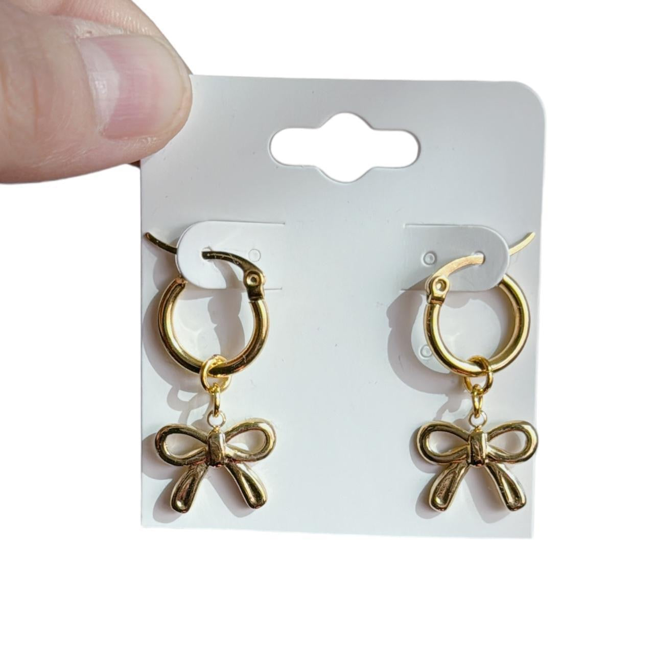 Gold Bow Hoop Earrings