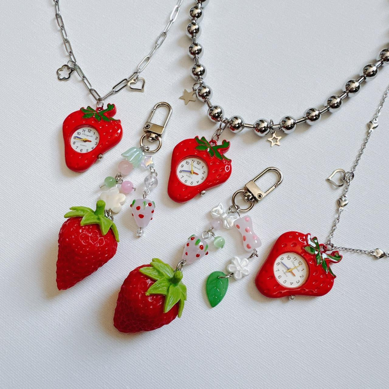 strawberry watch necklace - ball chain