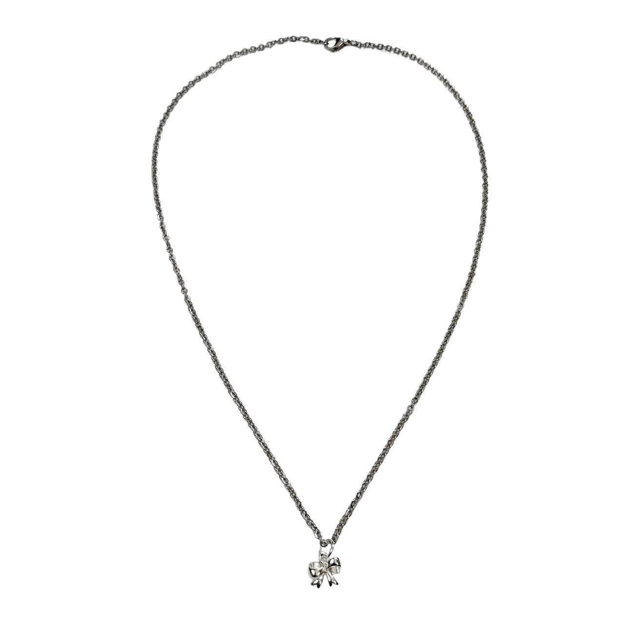 Dainty Silver Bow Necklace