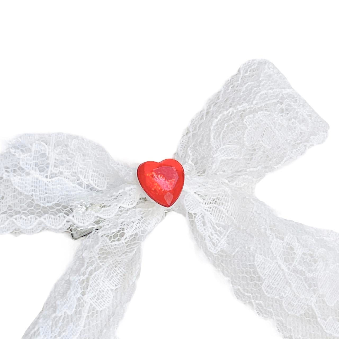 Lace Heart Bow Hair Clip