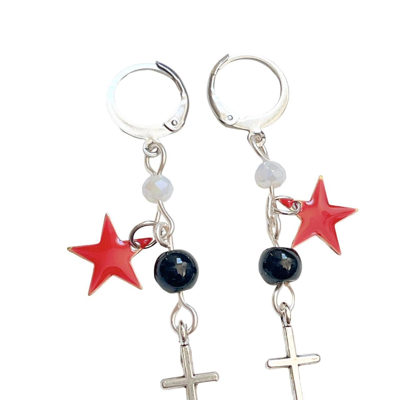 Beaded Cross Star Earrings