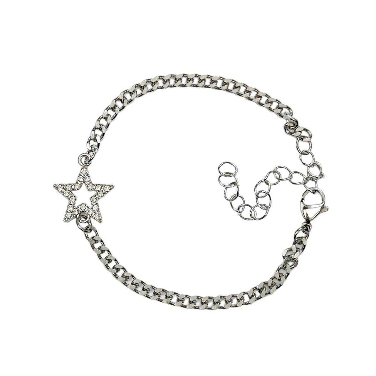 Silver Rhinestone Star Chain Bracelet