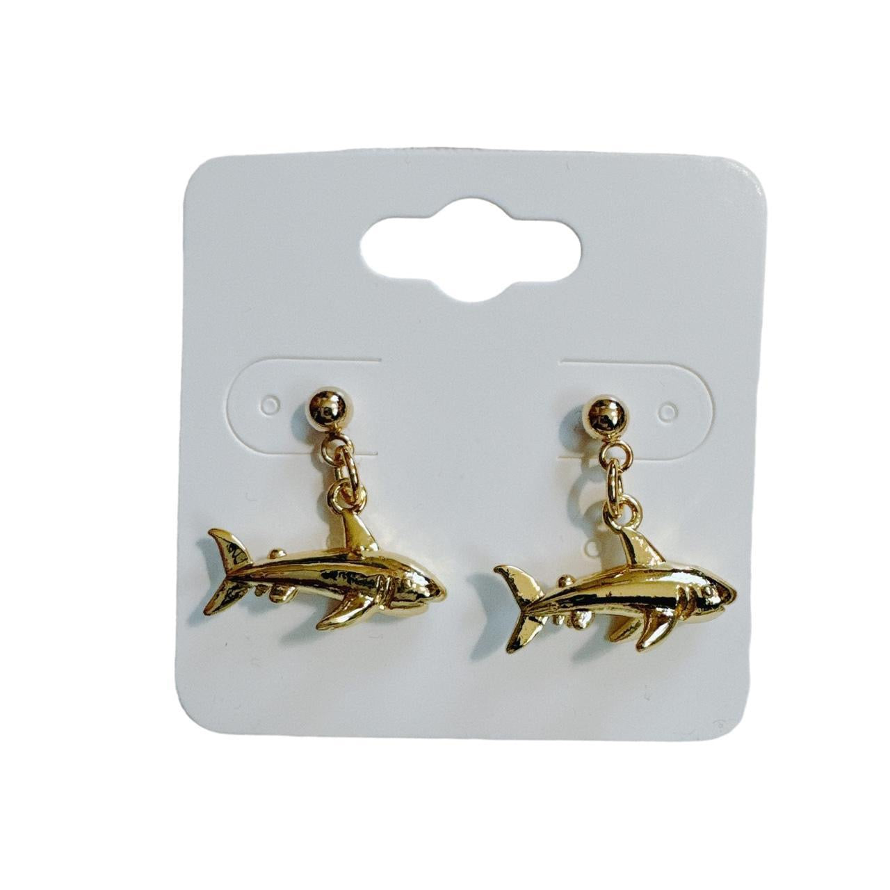 gold shark earrings