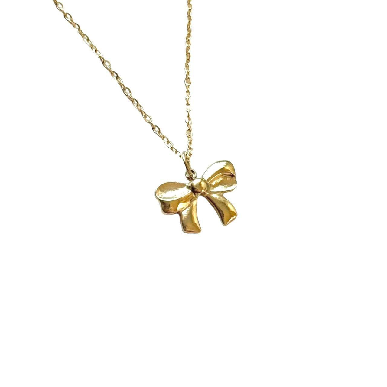 Gold Dainty Bow Necklace