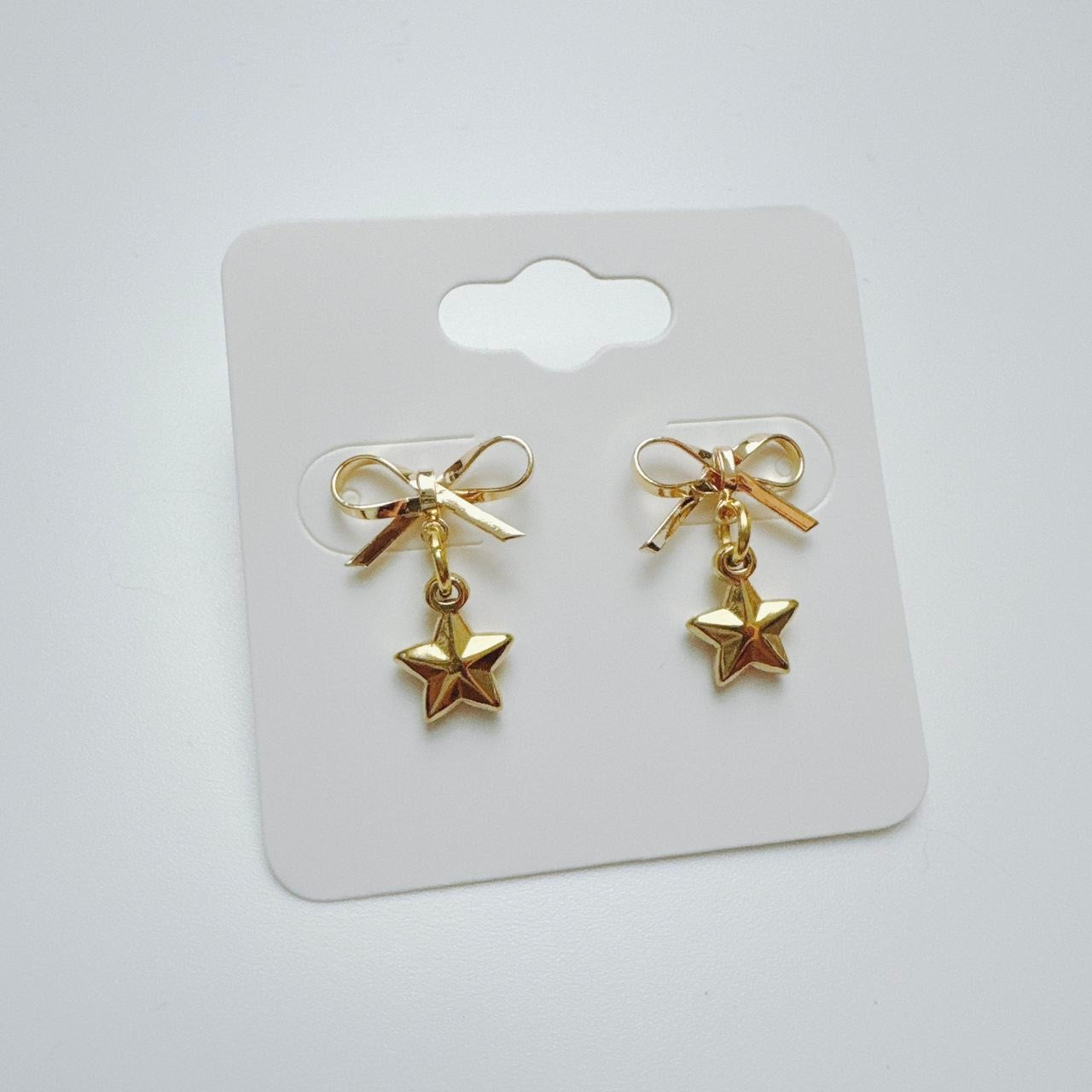 Gold Bow & Star Earrings